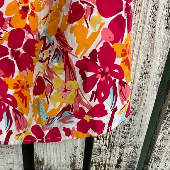 Gomorn Floral Print One Shoulder Top Size‎ XL Orange Red Boho Whimsical Cottage - Picture 6 of 9